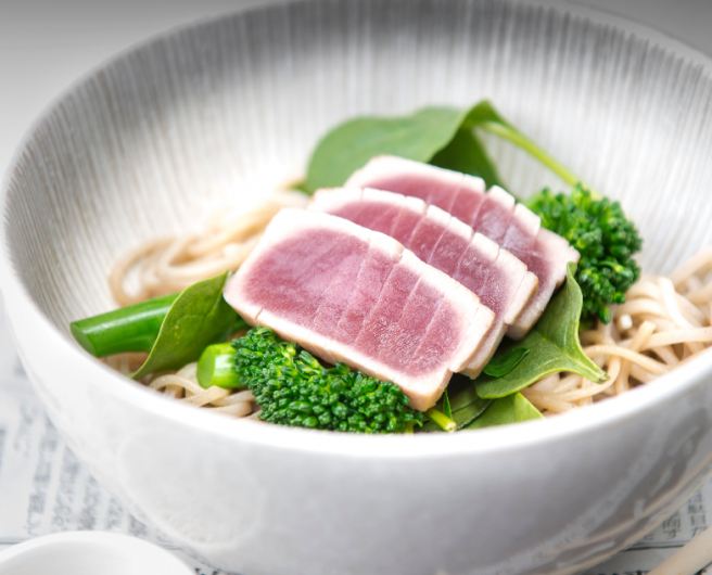 Seared Tuna on Soba Noodles Asian Inspirations